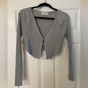 Willow & Rue Gray Ribbed Cropped Cardigan